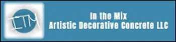 A logo for in the mix artistic decorative concrete llc